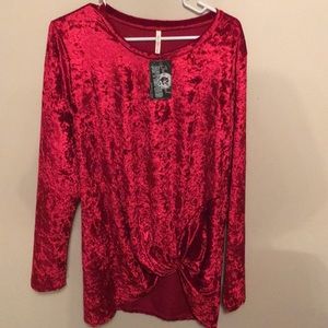 Women’s crushed velvet knot front top